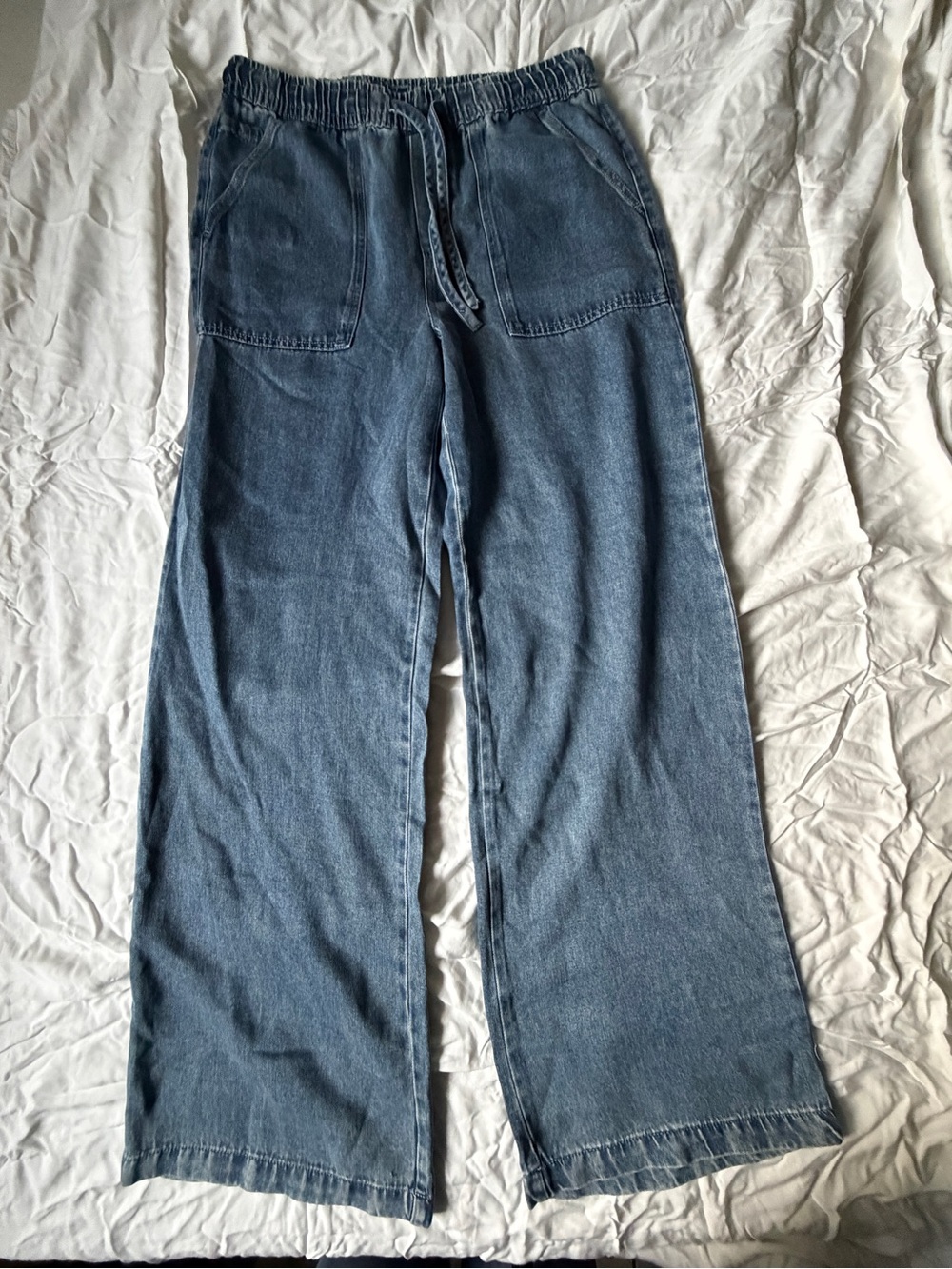 Thread & Supply Relaxed Wide-Leg Jeans in Washed Blue